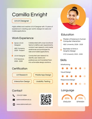 Free  Template: Colorful UI / UX Tech Resume