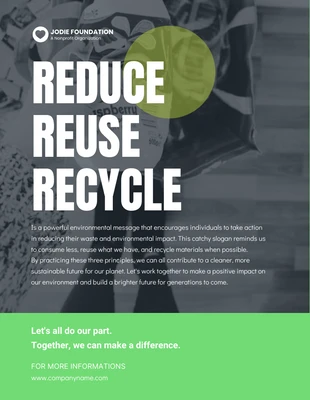 Free  Template: Campagne d'affichage Black and Green Reduce Reuse Recycle