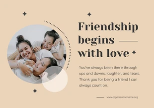 Free  Template: Light Grey And Black Friendship Card