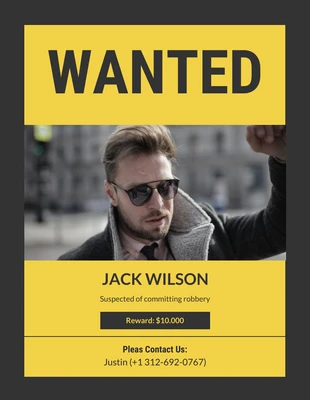 Free  Template: Black And Yellow Square Wanted Poster