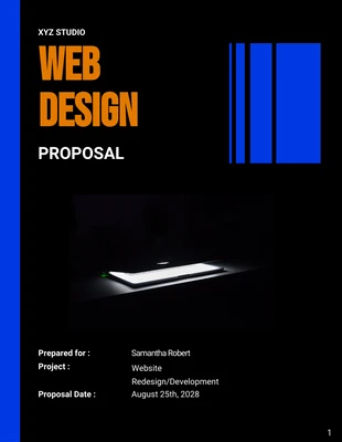 Free  Template: Dark Orange and Blue Design Proposal