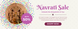 Free  Template: Striscione di vendita Navrati color crema e viola tenue