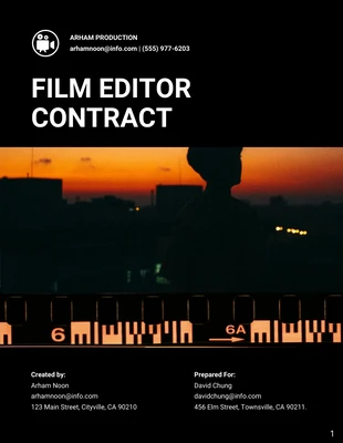 Free  Template: Plantilla de contrato de editor de cine
