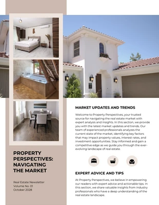 Free  Template: Newsletter immobiliare professionale beige e argento