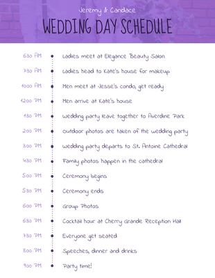 Free  Template: Simple Photo Wedding Day Schedule