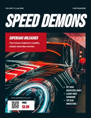 business  Template: Portada de revista de coches rojos y negros modernos