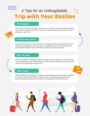 Free  Template: Póster de consejos para un viaje en verde beige y naranja con tus mejores amigas