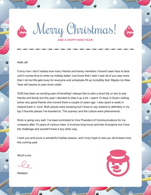 Free  Template: Blue And Red Cute Illustration Pattern Merry Christmas Business Letterhead
