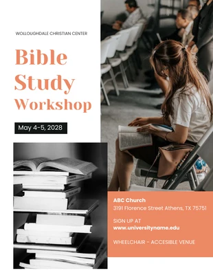 Free  Template: Modelo de Workshop de Estudo Bíblico Laranja e Preto