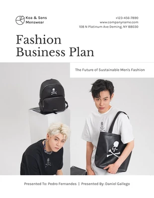 Free  Template: Plano de sucessão de negócios de moda minimalista, moderno, limpo, branco e preto