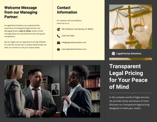 business  Template: Dark Grey and Cream Clean Minimalist Legal Tri-fold Brochure