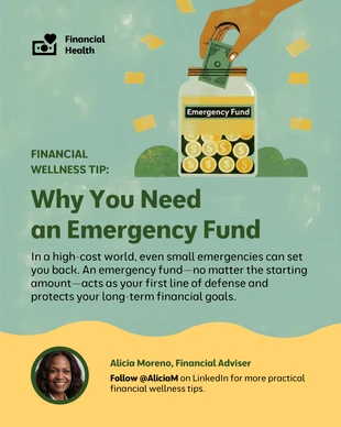 Free Template: نصائح حول الصحة المالية - منشور على لينكدإن