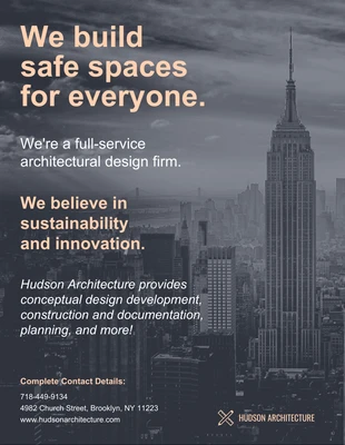 premium  Template: Folheto de negócios de arquitetura de design escuro