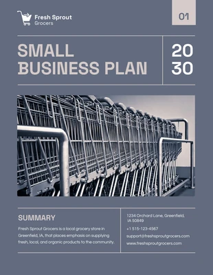 Free  Template: Dark Blue And Beige Small Business Plan