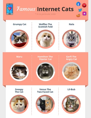 Free  Template: Lista de gatos famosos de Internet