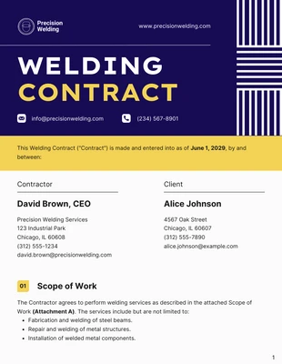 business  Template: Welding Contract Template