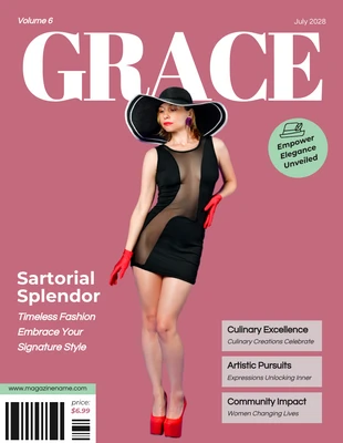 Free  Template: Magazine de mode moderne rose simple