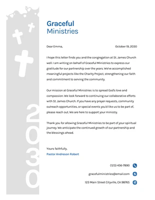 Free  Template: Blau-weißer minimalistischer Kirchenbriefkopf