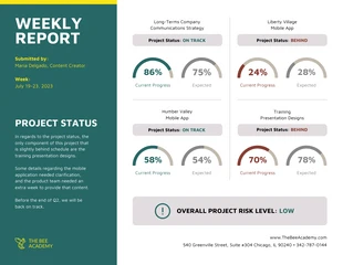 business  Template: Horizontal Weekly Reporting Template