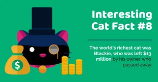 Free  Template: Green Cat Fact LinkedIn Post