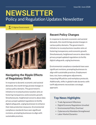 Free  Template: Policy and Regulation Updates Newsletter