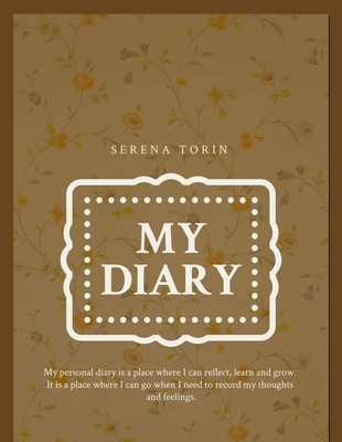 Free  Template: Brown Diary Vintage Book Cover