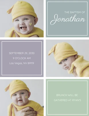 Free  Template: Colourful Grid Yellow Red Baptism Invitation