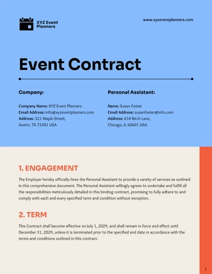 Free  Template: Modelo de contrato de evento