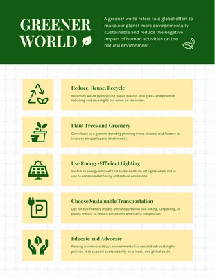 Free  Template: مخطط معلوماتي للبيئة باللونين الأبيض والأخضر الداكن