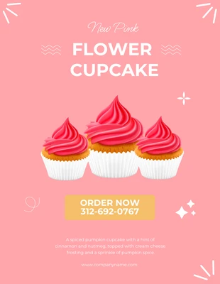 Free  Template: Promoción rosa Cupcake Flyer