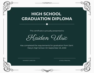 business  Template: Certificado de Diploma de Ornamento Clássico Branco e Verde Escuro