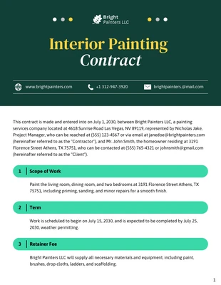 premium  Template: Modelo de contrato de pintura de interiores