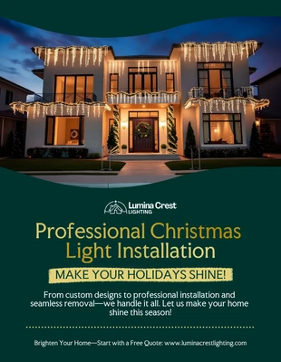 premium  Template: Plantilla de folleto para la instalación de luces navideñas