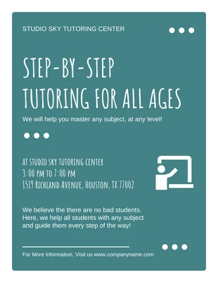 Free  Template: White And Green Tutoring Flyer