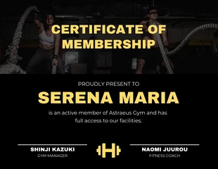 Free  Template: Black Minimalist Gym Membership Certificates