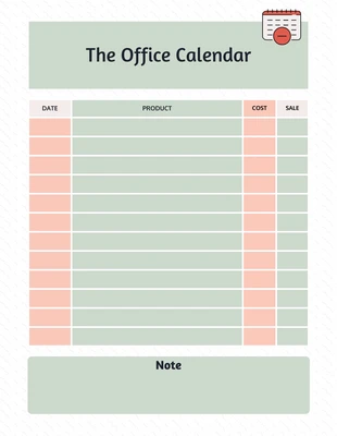 Free  Template: Green Simple Office Monatsplan Vorlage