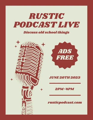 Free  Template: Volantino live Podcast retrò rustico marrone