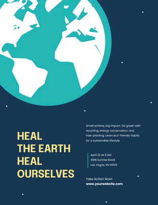 Free  Template: Blau-gelbes illustriertes Poster zum Tag der Erde