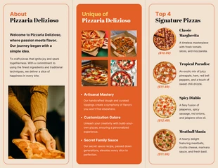 Orange Vintage Pizza Food Trifold Brochure - Seite 2