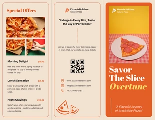 premium  Template: Folheto com três dobras de comida de pizza vintage laranja