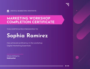 business  Template: Certificado de taller abstracto degradado púrpura