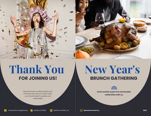 Free  Template: New Year's Brunch Gathering Half-Fold Brochure