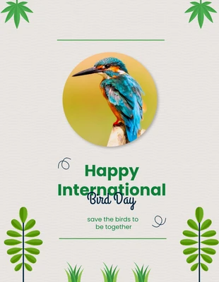 Free  Template: Modelo de pôster simples verde para o Dia Internacional das Aves