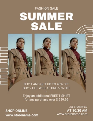 Free  Template: Brown Minimalist Summer Sale Flyer