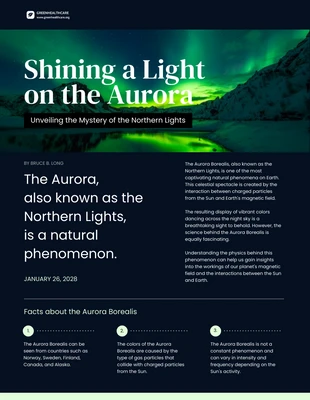 Free  Template: Fatos sobre o verde claro e escuro do pôster de Aurora