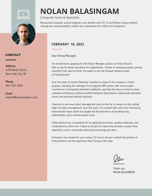 Free  Template: Simple College Student Cover Letter