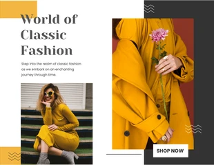 Free  Template: Collages de formas minimalistas de moda clásica en negro y amarillo
