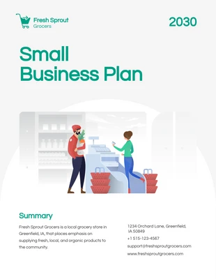 Free  Template: White And Green Simple Small Business Plan