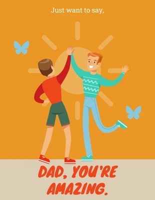 Free  Template: Cartão Laranja Incrível do Dia dos Pais