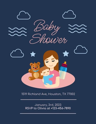 Free  Template: Blue Minimalist Baby Shower Flyer